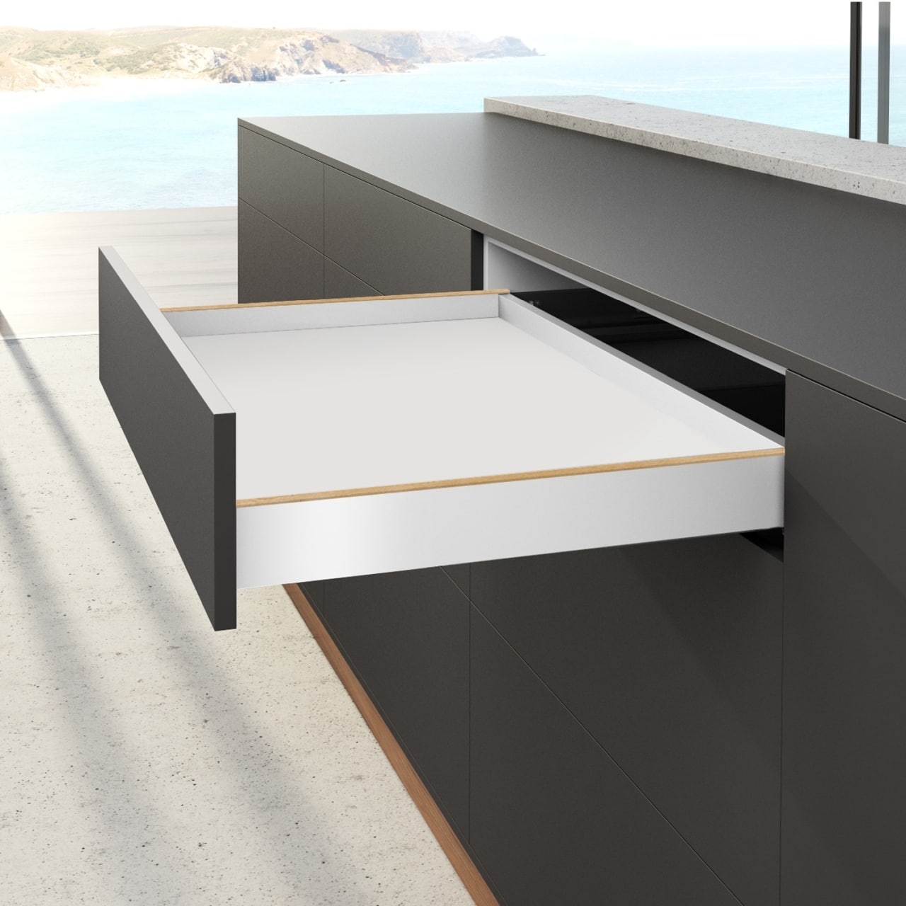 HETTICH AvanTech YOU Set Zarge Höhe 77 mm, NL 400 mm, weiß, links und rechts, 9255280