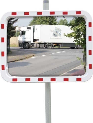 DANCOP Verkehrsspiegel H600xB800mm Kunststoff,rot/weiß 22m DANCOP