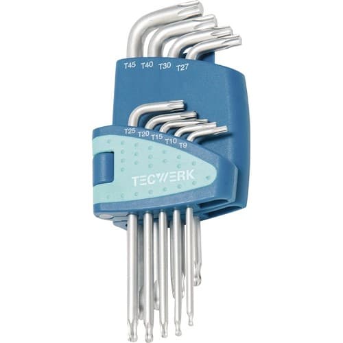 Winkelschraubendrehersatz 9-tlg.T9-T45 m.Kugelk.Ku.-Halter TECWERK