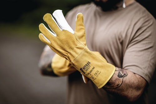 NITRAS Schweißerhandschuhe WELDER PRO Gr.9 ocker/grau PSA-Kat.II
