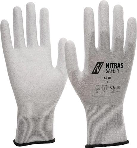 NITRAS Handschuhe 6230 Gr.9 grau/weiß EN 388,EN 16350 PSA II 12 NITRAS SAFETY