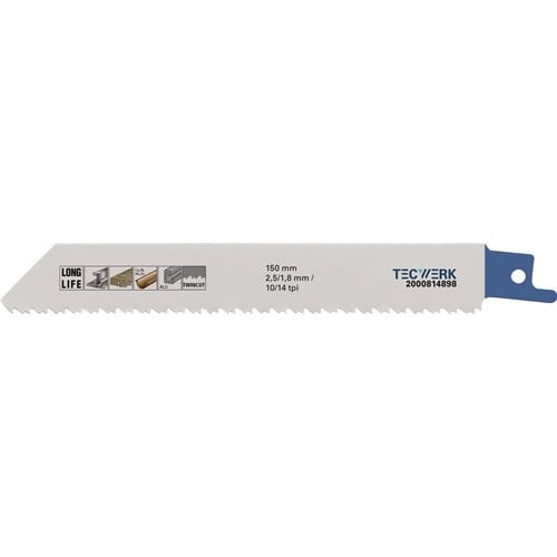 TECWERK Säbelsägeblatt L.150mm B.19mm TPI 10/14 2,5/1,8mm 5 St./Karte TW