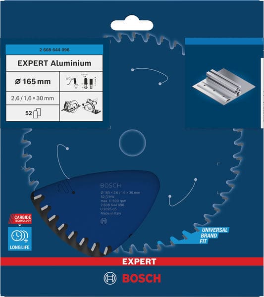 BOSCH Kreissägeblatt Expert for Aluminium, 165 x 30 x 2,6 mm, 52