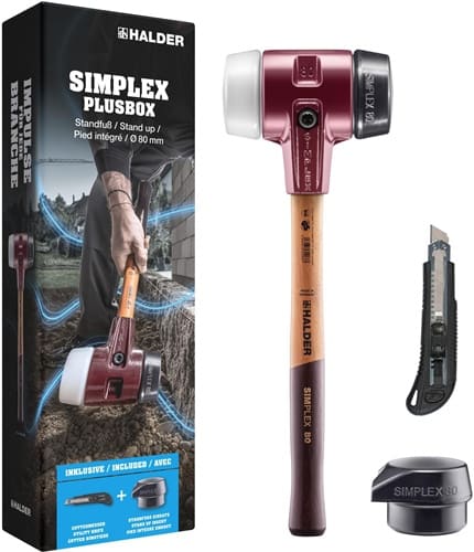 HALDER Schonhammer SIMPLEX-Plusbox Starterkit L.175mm Kopf-D.80mm mittelh.lackiertes HO