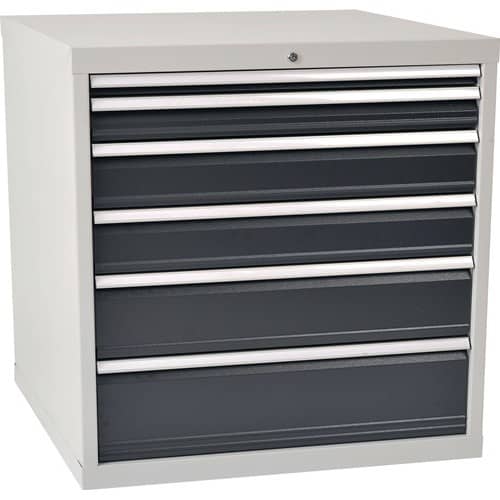 BEDRUNKA+HIRTH Schubladenschrank H1019xB1005xT736mm lichtgrau/grau 6 Schubl.Voll.Bedrunka