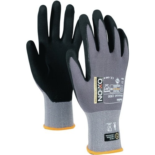 OX-ON Handschuh Flexibl Advanced 1900 Gr.9 schwarz/hellgrau EN388 EN420+A1 EN407 PSAII