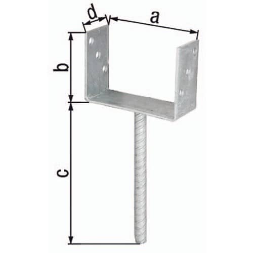GAH U-Pfostenträger ETA-10/0210 101x100x200x60mm TZN m.Betonanker a.Riffelstahl GAH