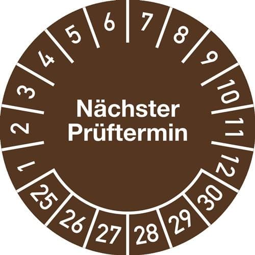 Mehrjahresprüfplakette D.20mm Nächster Prüftermin 2025-2030 Folie Btl.a 100 St.
