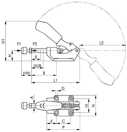 AMF Schubstangenspanner Nr.6842 Gr.7 schwer,Druck-/Zugspanner AMF