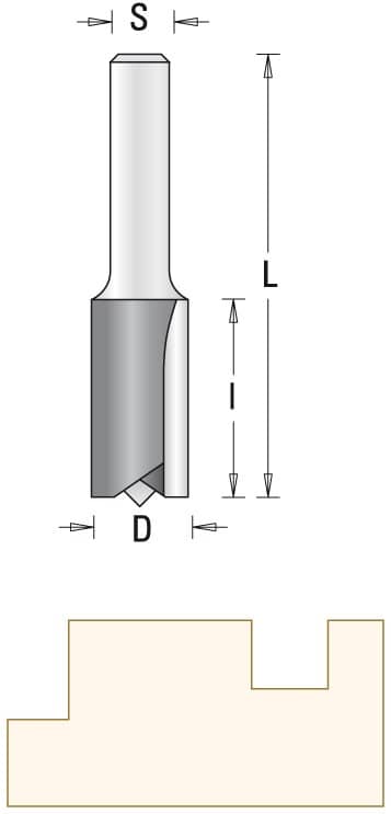 GUHDO HW-Nutfräser D8 l=30 L90 S8 Z2 mit Bohrschneide