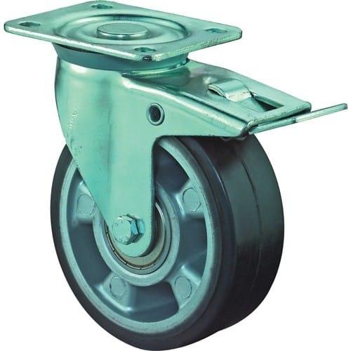 BS ROLLEN Schwerlastlenkrolle D.125mm Trgf.200kg Totalfesteller Elastikgummi 105x85mm