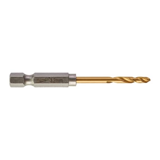 MILWAUKEE 3,2 x 66,5 mm SHOCKWAVE Metallbohrer HSS-G RED HEX Titan 1/4"