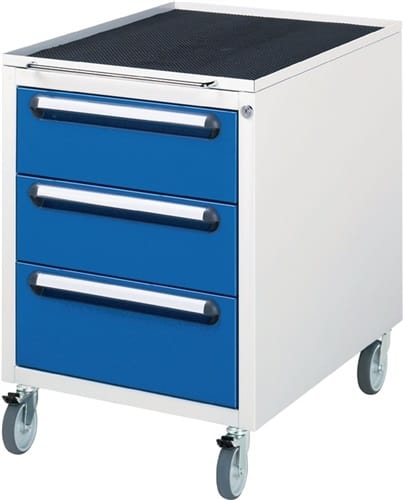 RAU Schubladenschrank H690xB490xT600mm 2 x 150,1 x 180mm lichtgrau/enzianblau