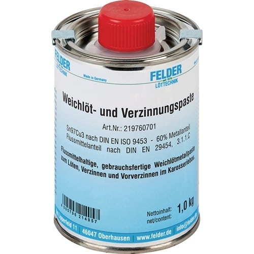 FELDER Weichlöt- u.Verzinnungspaste 230-250GradC 1kg S-Sn97Cu3 FELDER