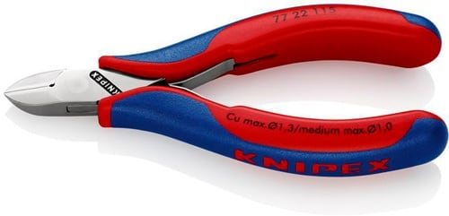 KNIPEX Elektronikseitenschneider L.115mm Form 2 Facette nein 2K-Hülle spiegelpol.KNIPEX