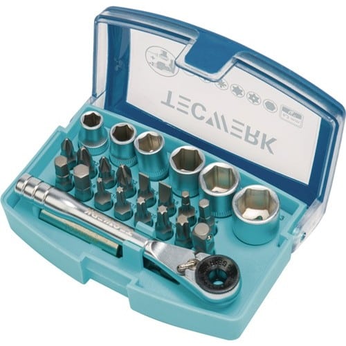 TECWERK Bit-/Steckschlüsselset 24-tlg.Schlitz/PH/PZD/T/Knarre/6 Nüsse TECWERK