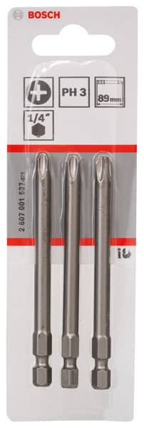 BOSCH Schrauberbit Extra-Hart PH 3, 89 mm, 3er-Pack
