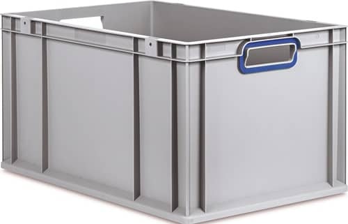 ALLIT Transportstapelbehälter L600xB400xH320mm grau PP offener Griff blau