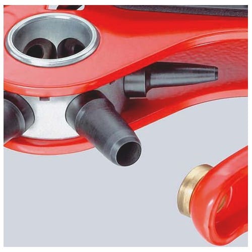 KNIPEX Revolverlochzange Gesamt-L.220mm Öffnungsf.2/2,5/3/3,5/4 u.5mm rot pulv.KNIPEX