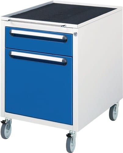 RAU Schubladenschrank H690xB490xT600mm 1 x120,1 x 360mm lichtgrau/enzianblau