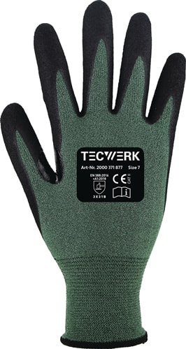 TECWERK Schnittschutzhandschuhe Mosel Gr.8 grün/schwarz EN 388 PSA II 10PA TW