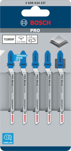 BOSCH Stichsägeblatt T 118 EOF Flexible for Metal, 5er-Pack