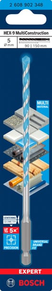 BOSCH EXPERT HEX-9 Multi Construction Bohrer, 5 x 90 x 150 mm