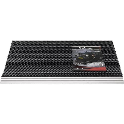 Fußmatte Alu-Anlaufkante schwarz/silber PP/Alu L500xB800xS22mm