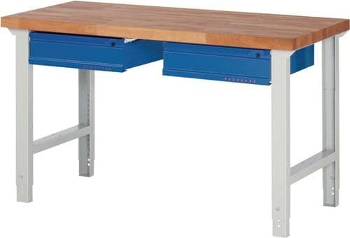 Werkbank Serie BK 650 lichtgrau / enzianblau 2 Schubladen TECWERK