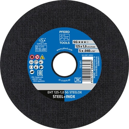 PFERD TOOLS Trennscheibe SG STEELOX D125x1mm ger.INOX Bohr.22,23mm PFERD