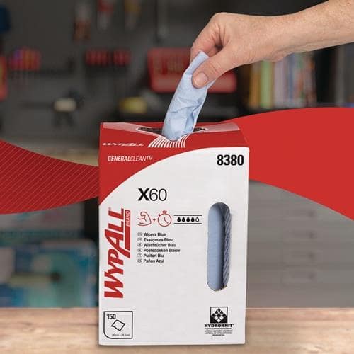 Putztuch WYPALL X 60 8380 L.ca.420 mmxB.ca.245 mm blau 1-lagig, perforiert, geprägt Karton KIMBERLY-CLARK