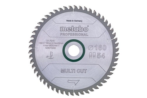 METABO Kreissägeblatt multi cut professional HW/CT D160xB2,2x20mm 54Z. FZ/TZ
