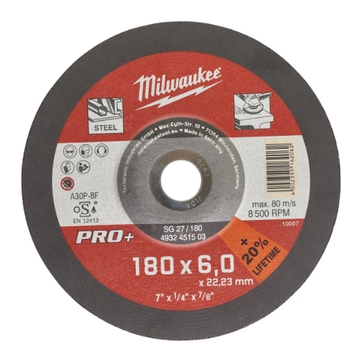 MILWAUKEE SG27 6 mm gekröpft Schruppscheibe PRO+ 180 mm