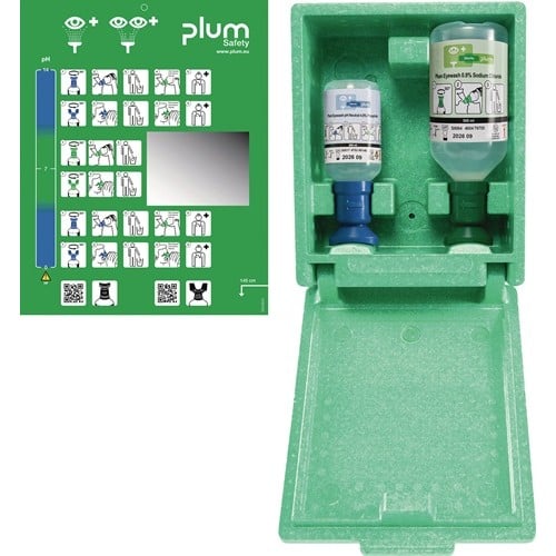 PLUM Augennotfallstation 1x200 ml pH Neutral,1x0,5l Augenspül. PLUM