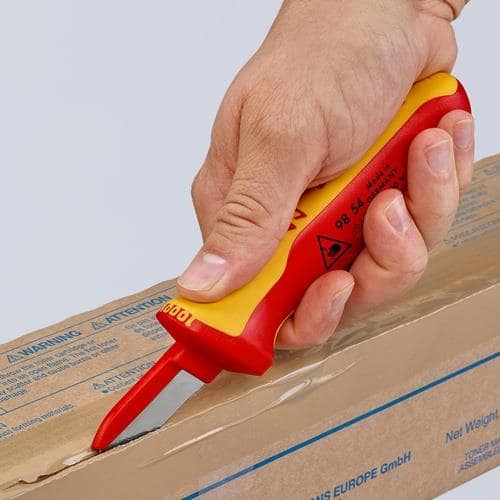 KNIPEX Kabelmesser L.190mm Klingen-L.50mm Klingenrücken m.Ku.-Überzug VDE68g Mehrkompgr