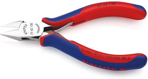 KNIPEX Elektronikseitenschneider L.130mm Form 4 Facette nein 2K-Hülle spiegelpol.KNIPEX