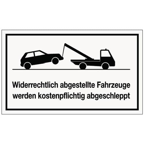 Hinweiszeichen Widerrechtliches Parken L250xB150mm weiß schwarz Ku.