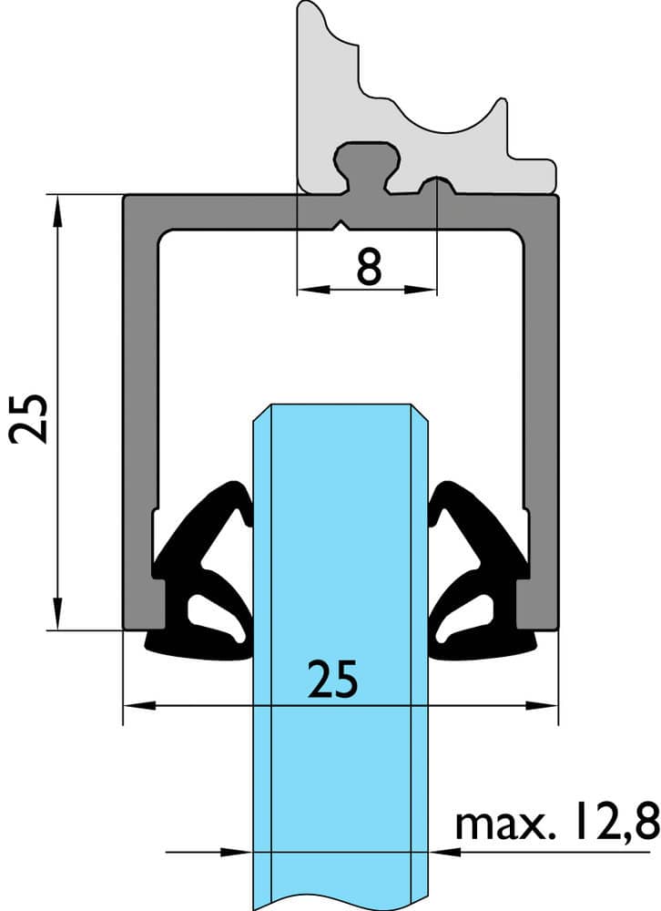 HERMAT Trennwand-Zusatzprofil 6959, Aluminium