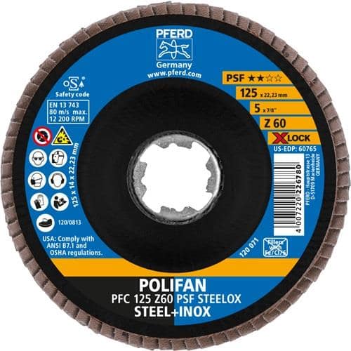 PFERD TOOLS Fächerscheibe X-LOCK PSF Z STEELOX D.125mm K.60 kon.INOX ZK Z PFERD