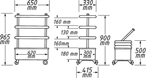 HAZET Wkz.wagen 166N B650xT415xH965mm 2 Kästen Schubl.leer Stahlbl.HAZET