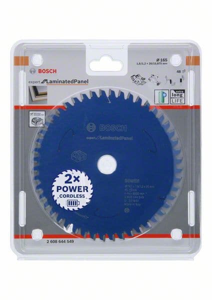 BOSCH Akku-Kreissägeblatt Expert for Laminated Panel, 165 x 1,8/1,2 x 20, 48 Zähne