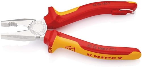 KNIPEX Kombizange L.180mm Mehrkomp.-Hüllen verchr.VDE m.Öse KNIPEX