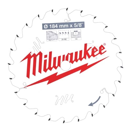 MILWAUKEE 184/15,87 mm 24 Wechselzahn Kreissägeblatt Holz für Handkreissägen