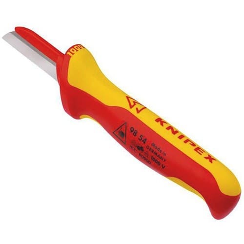 KNIPEX Kabelmesser L.190mm Klingen-L.50mm Klingenrücken m.Ku.-Überzug VDE68g Mehrkompgr