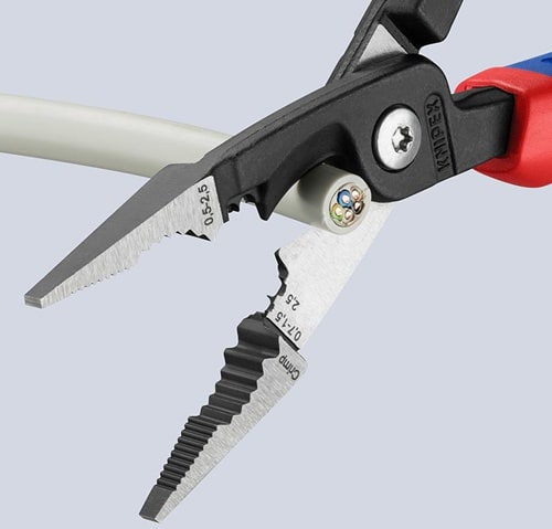 KNIPEX Elektroinstallationszange L.200mm pol.Mehrkomp.-Hülle o.Öffnungsf.KNIPEX