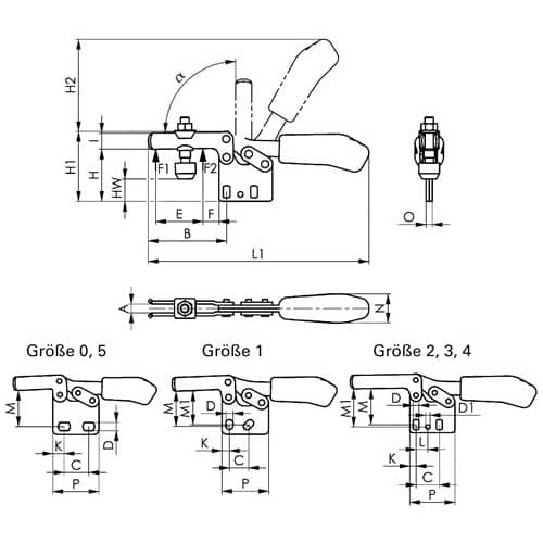 AMF Waagrechtspanner Nr.6832 Gr.2 senkrechter Fuß AMF