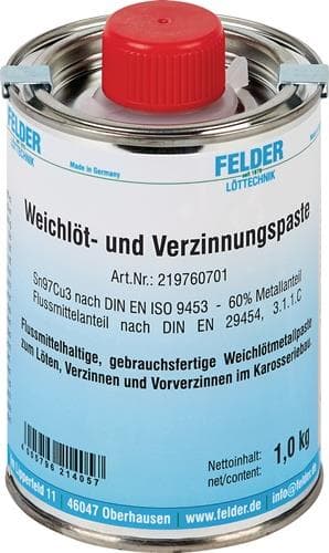 FELDER Weichlöt- u.Verzinnungspaste 230-250GradC 1kg S-Sn97Cu3 FELDER
