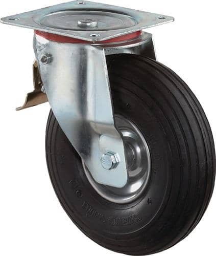 BS ROLLEN Luftrad D.260mm Trgf.130kg m.Platte Lenkrolle Luftbereifung schwarz BS ROLLEN