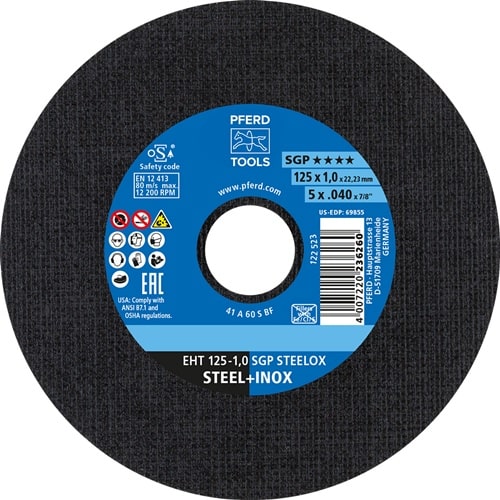PFERD TOOLS Trennscheibe SGP STEELOX D125x1mm ger.INOX Bohr.22,23mm PFERD