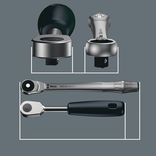 WERA D.-Knarre Zyklop Metal push 3/8 Zoll 38 Z.L.222mm